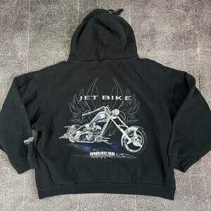 Men's Vintage American Chopper Black Jet Bike Motorcycle Hoodie Sweatshirt Sz M
